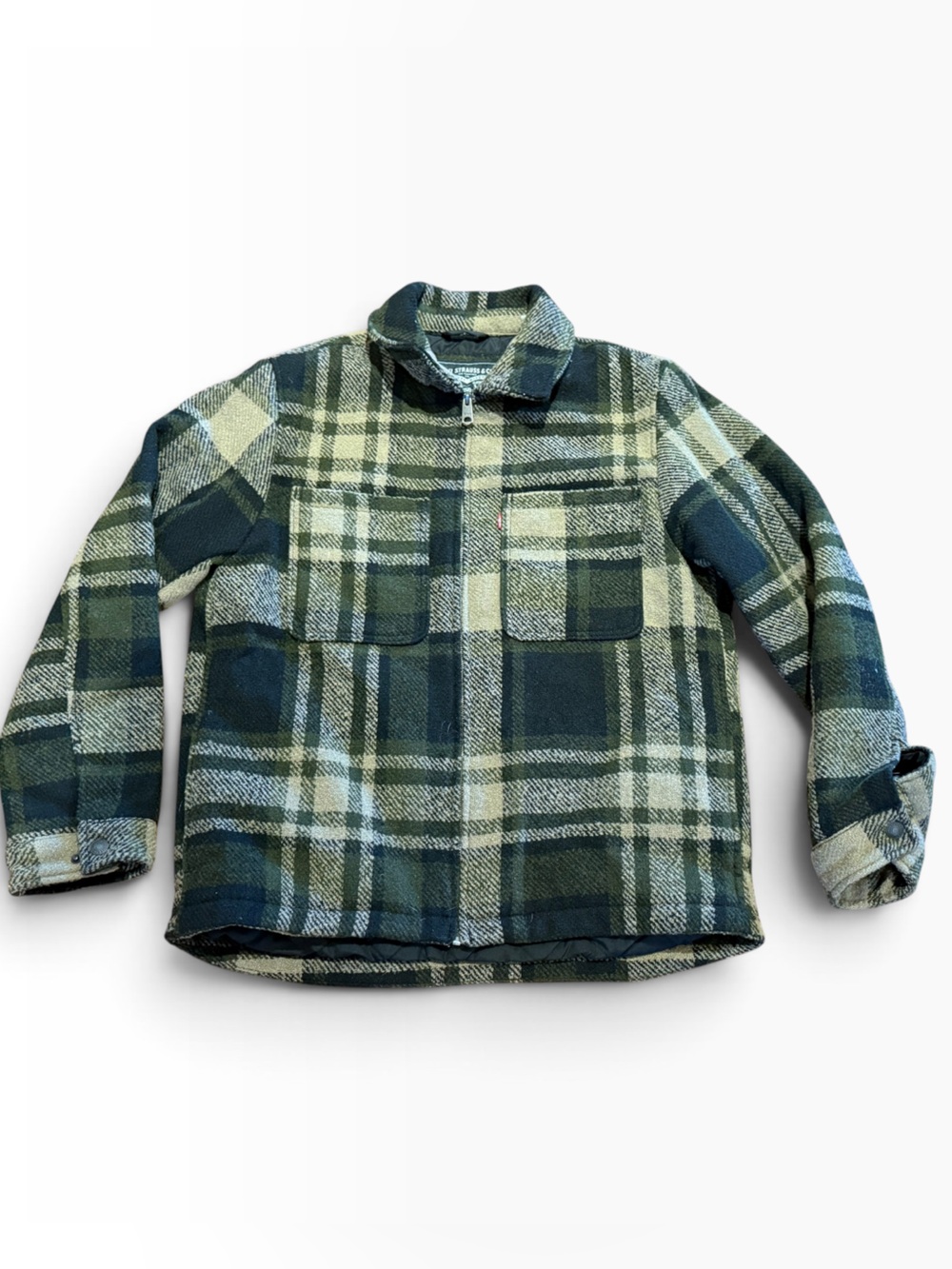 Levi’s Men’s Medium Green Plaid Insulated Zip Up Coat